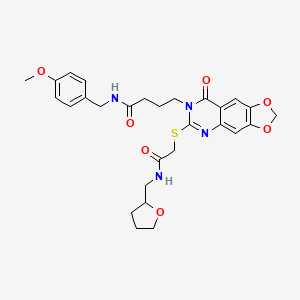 N-(4-methoxybenzyl)-4-[8-oxo-6-({2-oxo-2-[(tetrahydrofuran-2-ylmethyl)amino]ethyl}thio)[1,3]dioxolo[4,5-g]quinazolin-7(8H)-yl]butanamide