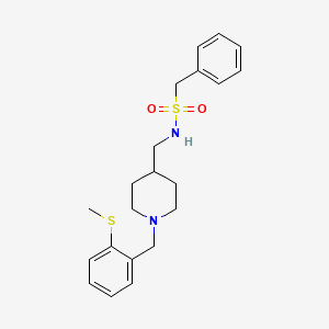 molecular formula C21H28N2O2S2 B2663754 N-((1-(2-(甲硫基)苄基)哌啶-4-基)甲基)-1-苯基甲磺酰胺 CAS No. 1235658-28-2