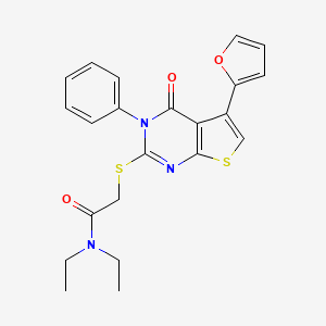 molecular formula C22H21N3O3S2 B2663762 N,N-diethyl-2-[5-(furan-2-yl)-4-oxo-3-phenylthieno[2,3-d]pyrimidin-2-yl]sulfanylacetamide CAS No. 683780-00-9