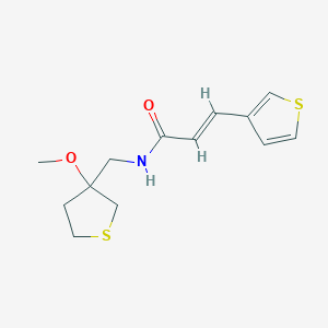 molecular formula C13H17NO2S2 B2663764 (E)-N-((3-methoxytetrahydrothiophen-3-yl)methyl)-3-(thiophen-3-yl)acrylamide CAS No. 1448139-59-0