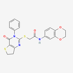 N-(2,3-dihydro-1,4-benzodioxin-6-yl)-2-[(4-oxo-3-phenyl-6,7-dihydrothieno[3,2-d]pyrimidin-2-yl)sulfanyl]acetamide