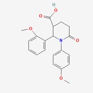 molecular formula C20H21NO5 B2663769 2-(2-甲氧基苯基)-1-(4-甲氧基苯基)-6-氧代哌啶-3-羧酸 CAS No. 855715-29-6