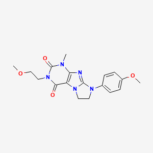 molecular formula C18H21N5O4 B2663772 2-(2-Methoxyethyl)-6-(4-methoxyphenyl)-4-methyl-7,8-dihydropurino[7,8-a]imidazole-1,3-dione CAS No. 893951-64-9