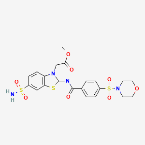 molecular formula C21H22N4O8S3 B2663786 (Z)-甲酸甲酯 2-(2-((4-(吗啉磺酰)苯甲酰)亚胺)-6-磺酰基苯并[d]噻唑-3(2H)-基)乙酸酯 CAS No. 865198-72-7