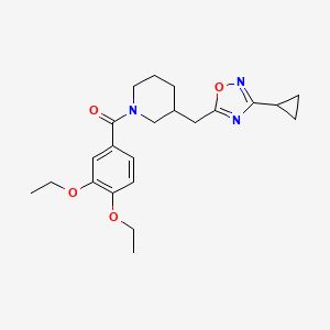 molecular formula C22H29N3O4 B2663789 (3-((3-环丙基-1,2,4-噁二唑-5-基)甲基)哌啶-1-基)(3,4-二乙氧基苯基)甲酮 CAS No. 1706106-18-4