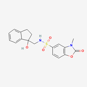 N-((1-hydroxy-2,3-dihydro-1H-inden-1-yl)methyl)-3-methyl-2-oxo-2,3-dihydrobenzo[d]oxazole-5-sulfonamide