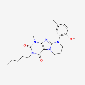 9-(2-methoxy-5-methylphenyl)-1-methyl-3-pentyl-1H,2H,3H,4H,6H,7H,8H,9H-pyrimido[1,2-g]purine-2,4-dione