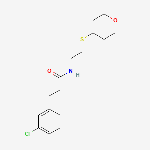 molecular formula C16H22ClNO2S B2663805 3-(3-chlorophenyl)-N-(2-((tetrahydro-2H-pyran-4-yl)thio)ethyl)propanamide CAS No. 2034263-29-9