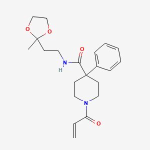 molecular formula C21H28N2O4 B2663813 N-[2-(2-Methyl-1,3-dioxolan-2-yl)ethyl]-4-phenyl-1-prop-2-enoylpiperidine-4-carboxamide CAS No. 2361744-67-2