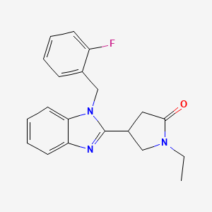 molecular formula C20H20FN3O B2663839 1-Ethyl-4-{1-[(2-fluorophenyl)methyl]benzimidazol-2-yl}pyrrolidin-2-one CAS No. 912890-62-1