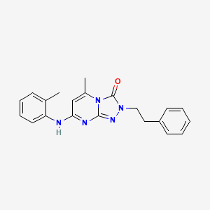molecular formula C21H21N5O B2663844 5-methyl-2-phenethyl-7-(2-toluidino)[1,2,4]triazolo[4,3-a]pyrimidin-3(2H)-one CAS No. 1251626-92-2