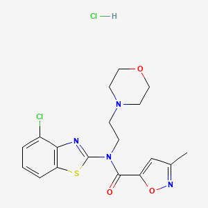 molecular formula C18H20Cl2N4O3S B2663847 N-(4-chlorobenzo[d]thiazol-2-yl)-3-methyl-N-(2-morpholinoethyl)isoxazole-5-carboxamide hydrochloride CAS No. 1189857-14-4
