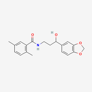 molecular formula C19H21NO4 B2663849 N-(3-(benzo[d][1,3]dioxol-5-yl)-3-hydroxypropyl)-2,5-dimethylbenzamide CAS No. 1421442-71-8
