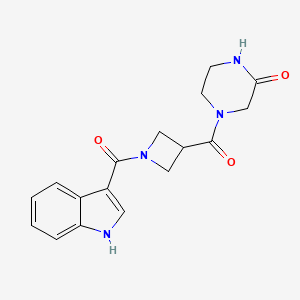 molecular formula C17H18N4O3 B2663850 4-(1-(1H-indole-3-carbonyl)azetidine-3-carbonyl)piperazin-2-one CAS No. 1396770-25-4