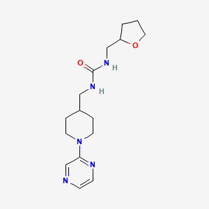 molecular formula C16H25N5O2 B2663854 1-((1-(Pyrazin-2-yl)piperidin-4-yl)methyl)-3-((tetrahydrofuran-2-yl)methyl)urea CAS No. 2034228-59-4