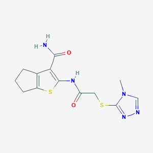 2-[[2-[(4-methyl-1,2,4-triazol-3-yl)sulfanyl]acetyl]amino]-5,6-dihydro-4H-cyclopenta[b]thiophene-3-carboxamide