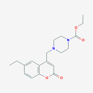 molecular formula C19H24N2O4 B2663878 Ethyl 4-[(6-ethyl-2-oxochromen-4-yl)methyl]piperazine-1-carboxylate CAS No. 859111-28-7