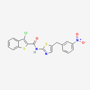 molecular formula C19H12ClN3O3S2 B2663886 3-chloro-N-[5-(3-nitrobenzyl)-1,3-thiazol-2-yl]-1-benzothiophene-2-carboxamide CAS No. 290835-55-1