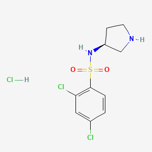 molecular formula C10H13Cl3N2O2S B2663888 (S)-2,4-Dichloro-N-(pyrrolidin-3-yl)benzenesulfonamide hydrochloride CAS No. 1354018-64-6