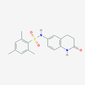 molecular formula C18H20N2O3S B2663891 2,4,6-三甲基-N-(2-氧代-1,2,3,4-四氢喹啉-6-基)苯磺酰胺 CAS No. 922133-67-3