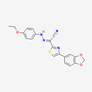 molecular formula C20H16N4O3S B2663893 (2E)-4-(1,3-苯并二噁杂环-5-基)-N-(4-乙氧苯胺基)-1,3-噻唑-2-甲酰亚胺氰化物 CAS No. 477189-65-4