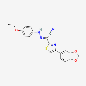 (E)-4-(2H-1,3-benzodioxol-5-yl)-N-(4-ethoxyphenyl)-1,3-thiazole-2-carbohydrazonoyl cyanide