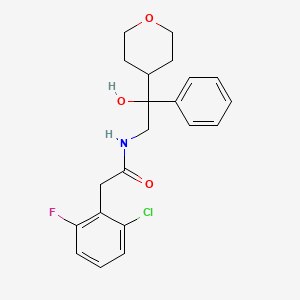 molecular formula C21H23ClFNO3 B2663894 2-(2-chloro-6-fluorophenyl)-N-(2-hydroxy-2-phenyl-2-(tetrahydro-2H-pyran-4-yl)ethyl)acetamide CAS No. 2034330-66-8