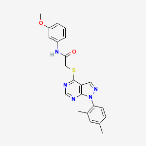 molecular formula C22H21N5O2S B2663896 2-[1-(2,4-二甲基苯基)吡唑并[3,4-d]嘧啶-4-基]硫醚-N-(3-甲氧基苯基)乙酰胺 CAS No. 893926-27-7