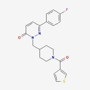 molecular formula C21H20FN3O2S B2663898 6-(4-Fluorophenyl)-2-{[1-(thiophene-3-carbonyl)piperidin-4-yl]methyl}-2,3-dihydropyridazin-3-one CAS No. 2097929-48-9