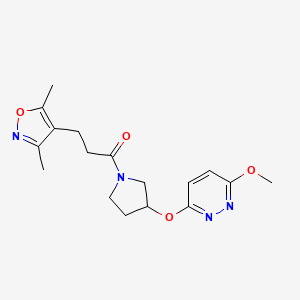 3-(3,5-Dimethylisoxazol-4-yl)-1-(3-((6-methoxypyridazin-3-yl)oxy)pyrrolidin-1-yl)propan-1-one