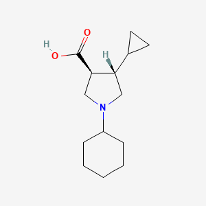 molecular formula C14H23NO2 B2663909 (3S*,4S*)-1-cyclohexyl-4-cyclopropyl-3-pyrrolidinecarboxylic acid CAS No. 1434863-94-1