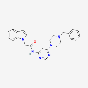 molecular formula C25H26N6O B2663917 N-(6-(4-苄基哌嗪-1-基)嘧啶-4-基)-2-(1H-吲哚-1-基)乙酰胺 CAS No. 1396870-52-2