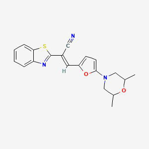 molecular formula C20H19N3O2S B2663918 (E)-2-(benzo[d]thiazol-2-yl)-3-(5-(2,6-dimethylmorpholino)furan-2-yl)acrylonitrile CAS No. 397288-77-6