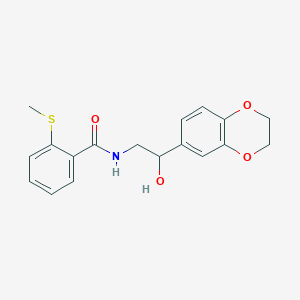 molecular formula C18H19NO4S B2663922 N-(2-(2,3-dihydrobenzo[b][1,4]dioxin-6-yl)-2-hydroxyethyl)-2-(methylthio)benzamide CAS No. 2034261-97-5