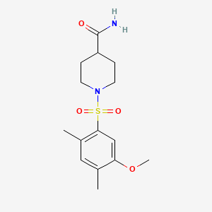 molecular formula C15H22N2O4S B2663926 1-[(5-Methoxy-2,4-dimethylphenyl)sulfonyl]-4-piperidinecarboxamide CAS No. 667891-90-9