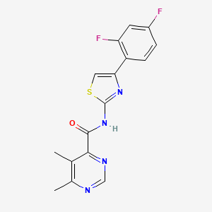 molecular formula C16H12F2N4OS B2663938 N-[4-(2,4-Difluorophenyl)-1,3-thiazol-2-yl]-5,6-dimethylpyrimidine-4-carboxamide CAS No. 2415526-46-2