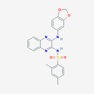 molecular formula C23H20N4O4S B266394 N-[3-(1,3-benzodioxol-5-ylamino)quinoxalin-2-yl]-2,4-dimethylbenzenesulfonamide 