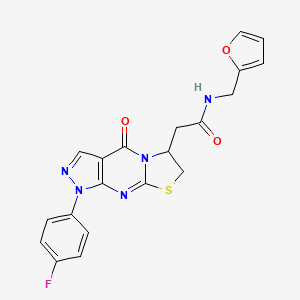 2-(1-(4-fluorophenyl)-4-oxo-1,4,6,7-tetrahydropyrazolo[3,4-d]thiazolo[3,2-a]pyrimidin-6-yl)-N-(furan-2-ylmethyl)acetamide