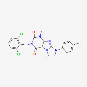 molecular formula C22H19Cl2N5O2 B2663949 3-[(2,6-dichlorophenyl)methyl]-1-methyl-8-(4-methylphenyl)-1H,2H,3H,4H,6H,7H,8H-imidazo[1,2-g]purine-2,4-dione CAS No. 893997-77-8