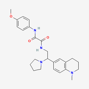 molecular formula C25H32N4O3 B2663954 N-(4-methoxyphenyl)-N'-[2-(1-methyl-1,2,3,4-tetrahydroquinolin-6-yl)-2-pyrrolidin-1-ylethyl]ethanediamide CAS No. 921923-90-2