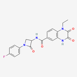 1-Ethyl-N-[1-(4-fluorophenyl)-2-oxoazetidin-3-yl]-2,3-dioxo-4H-quinoxaline-6-carboxamide
