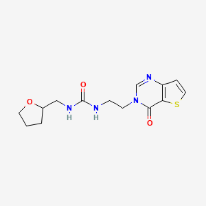 molecular formula C14H18N4O3S B2663976 1-(2-(4-oxothieno[3,2-d]pyrimidin-3(4H)-yl)ethyl)-3-((tetrahydrofuran-2-yl)methyl)urea CAS No. 1903438-99-2
