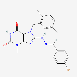 molecular formula C22H21BrN6O2 B2663978 8-[(E)-2-[(4-bromophenyl)methylidene]hydrazin-1-yl]-7-[(2,5-dimethylphenyl)methyl]-3-methyl-2,3,6,7-tetrahydro-1H-purine-2,6-dione CAS No. 1798983-05-7