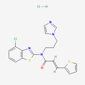 molecular formula C20H18Cl2N4OS2 B2663980 (E)-N-(3-(1H-咪唑-1-基)丙基)-N-(4-氯苯并[d]噻唑-2-基)-3-(噻吩-2-基)丙烯酰胺盐酸盐 CAS No. 1217248-29-7