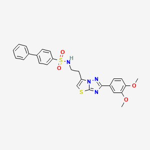 molecular formula C26H24N4O4S2 B2663986 N-(2-(2-(3,4-二甲氧基苯基)噻唑并[3,2-b][1,2,4]三唑-6-基)乙基)-[1,1'-联苯]-4-磺酰胺 CAS No. 896012-11-6