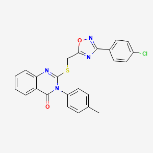 molecular formula C24H17ClN4O2S B2663987 2-(((3-(4-chlorophenyl)-1,2,4-oxadiazol-5-yl)methyl)thio)-3-(p-tolyl)quinazolin-4(3H)-one CAS No. 2034325-86-3