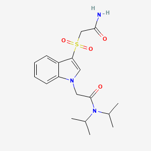 molecular formula C18H25N3O4S B2663993 2-(3-((2-amino-2-oxoethyl)sulfonyl)-1H-indol-1-yl)-N,N-diisopropylacetamide CAS No. 894024-60-3