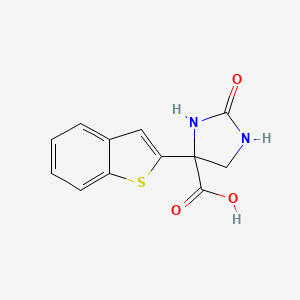 molecular formula C12H10N2O3S B2664001 4-(1-Benzothiophen-2-yl)-2-oxoimidazolidine-4-carboxylic acid CAS No. 2248347-23-9