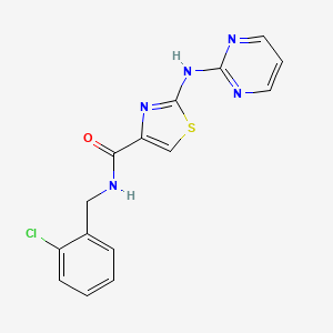 molecular formula C15H12ClN5OS B2664004 N-(2-chlorobenzyl)-2-(pyrimidin-2-ylamino)thiazole-4-carboxamide CAS No. 1251552-95-0