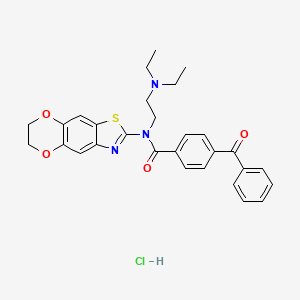 molecular formula C29H30ClN3O4S B2664005 4-benzoyl-N-(2-(diethylamino)ethyl)-N-(6,7-dihydro-[1,4]dioxino[2',3':4,5]benzo[1,2-d]thiazol-2-yl)benzamide hydrochloride CAS No. 1216515-00-2